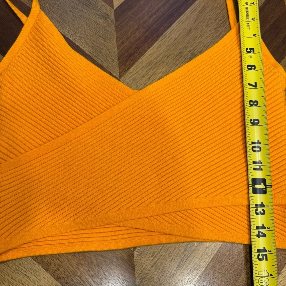 Orange Ribbed Wrap Crop Tank Top - Picture 6 of 6